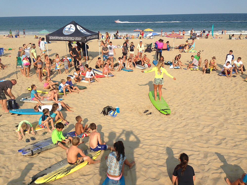 surf school being held on Ocean City MD beach