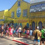people waiting outside the endless summer surf shop